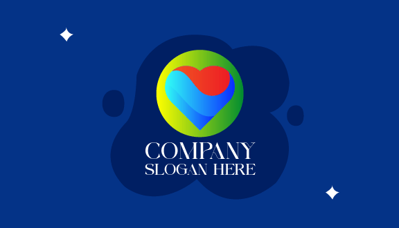 Cartão De Visita Com Coração De Fundo Azul