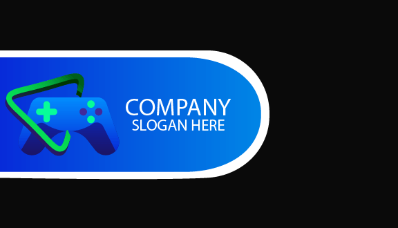 Blue Gamepad Black Business Card