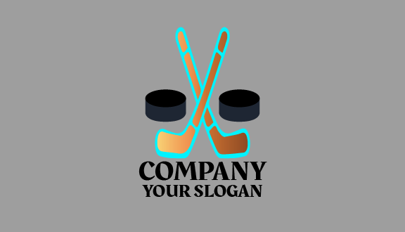 Blue Outline Hockey Business Card