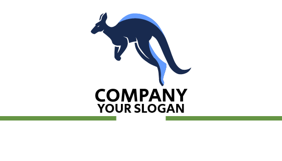 Blue Springing Kangaroo Business Card