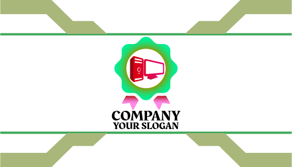 Biglietto Da Visita Per Computer Con Distintivo Verde