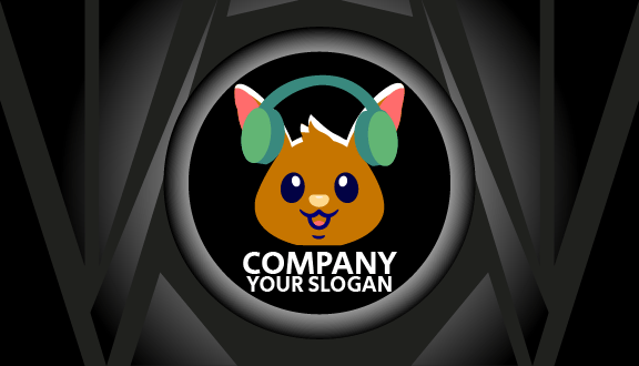 Green Headphones Kangaroo Business Card