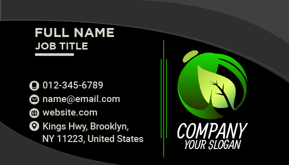 Green Leaf Black Business Card