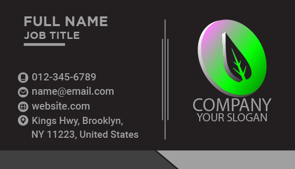 Leaf Mascot Black Business Card