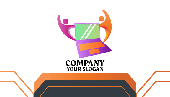 Orange Keyboard Laptop Business Card