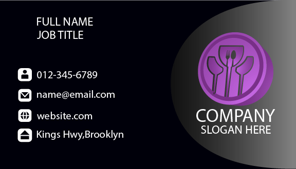 Purple Tableware Black Business Card