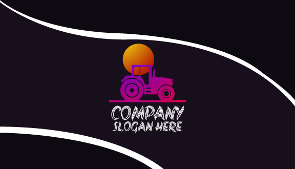 Purple Tractor Silhouette Business Card