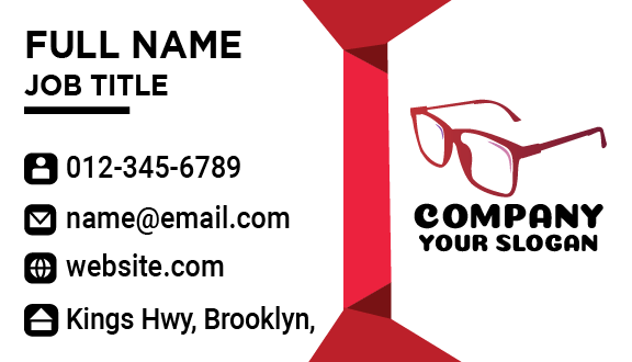 Rectangle Red Glasses Business Card