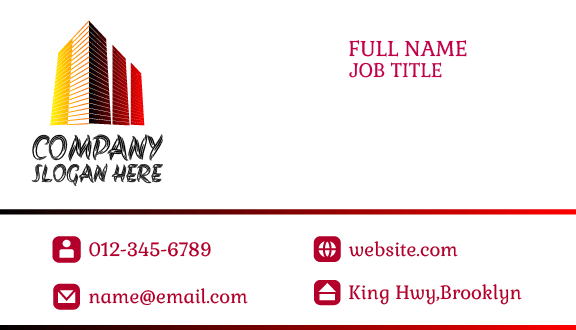 Red Buildings Architect Business Card