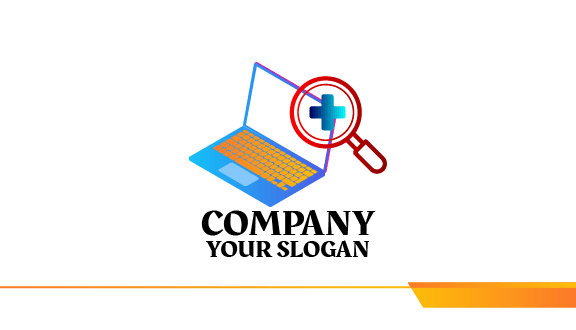 Red Magnifier Laptop Business Card