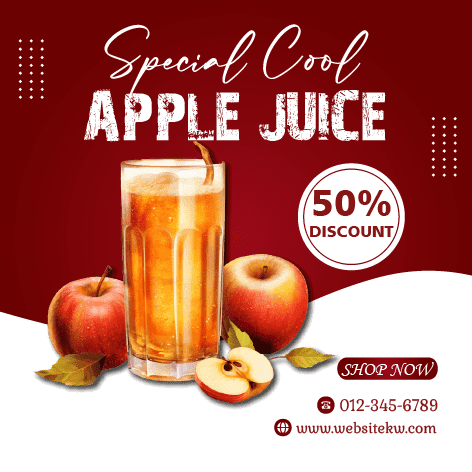 Publicação para Facebook sobre Sumo de Maçã Gelado