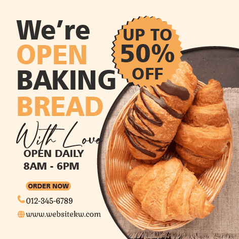 Publicação para Facebook da Padaria de Croissants de Chocolate