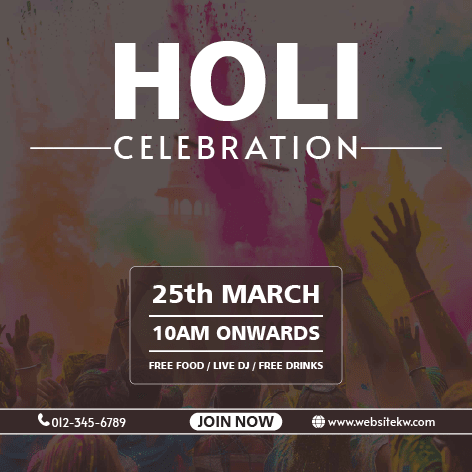 Post colorido para o Festival Holi no Facebook