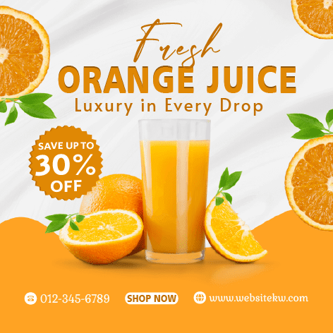 Publicação de Sumo de Laranja Fresco no Facebook