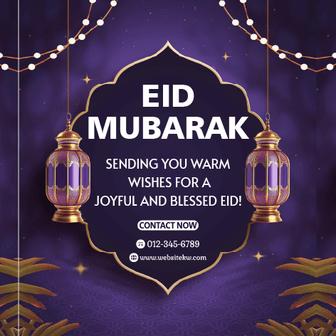 Publicação para Facebook com Lanterna Roxa para o Eid