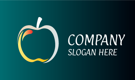 White Apple Fruit Logo