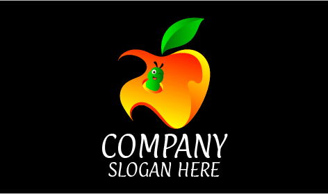 Logotipo De Hoja De Manzana Con Oruga Guiñando Un Ojo