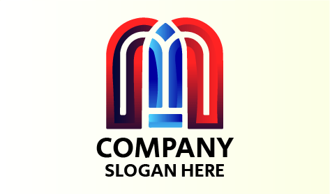 M Shaped Pencil Color Art Logo