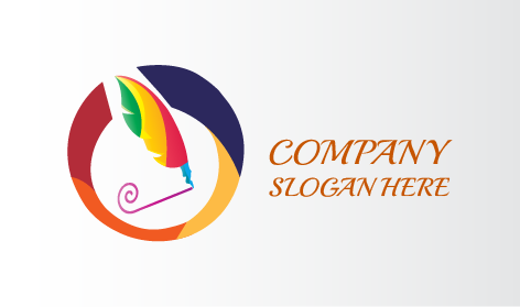 Rainbow Colored Quill Art Logo