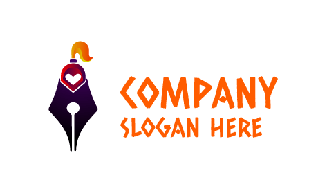 Rotes Tintenfass-kunstlogo Mit Herz