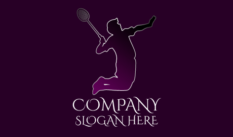 Logo Con Silhouette Di Giocatore Di Badminton