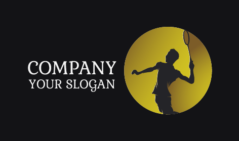 Logo Da Badminton Con Silhouette Di Giocatore Nero