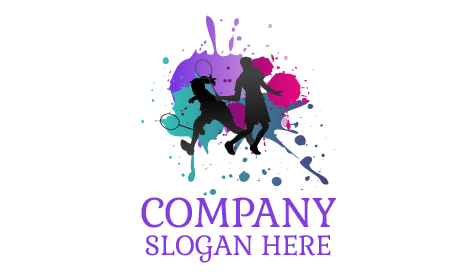 Colorful Splash Badminton Logo