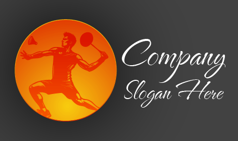 Logo Arancione Del Giocatore Di Badminton