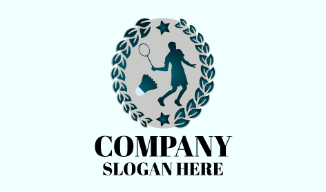 Logótipo Do Jogador De Badminton Vitorioso