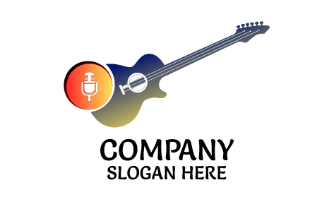 Logo De Musique De Guitare Bleue