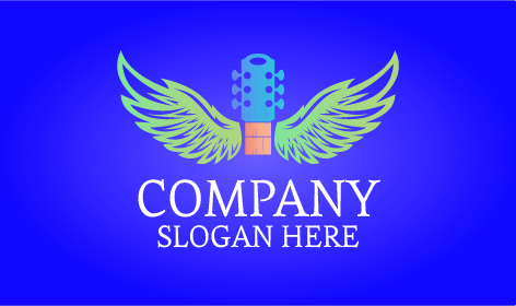 Logo de musique d'aile de guitare