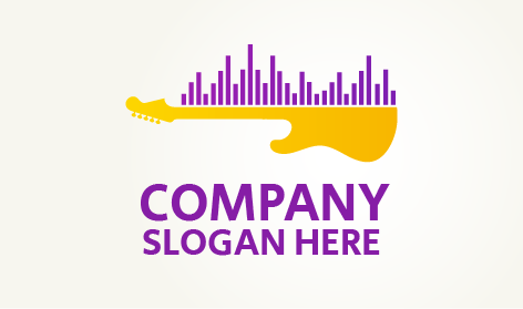 Logo de musique élégant à moitié guitare