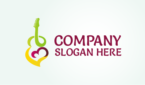 Logo de musique moderne de guitare de coeur