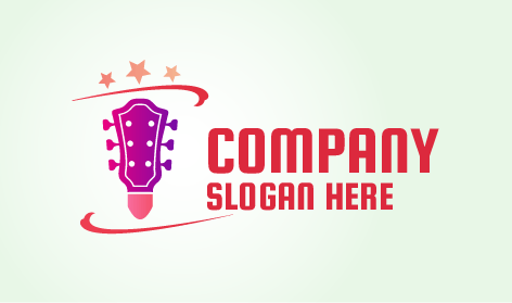 Logo de guitare de musique élégante et moderne