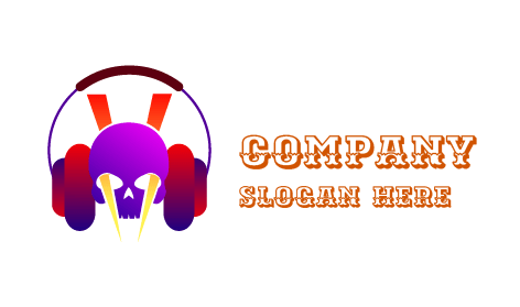 Logo De Musique Avec Casque De Crâne