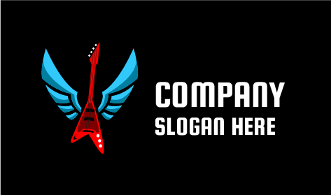 Logo De Musique De Guitare D'aile