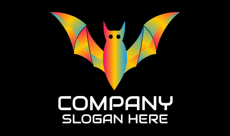 Rainbow Orange Bat Logo
