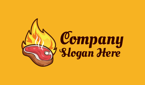Smoky Flavor Steak Bbq Logo