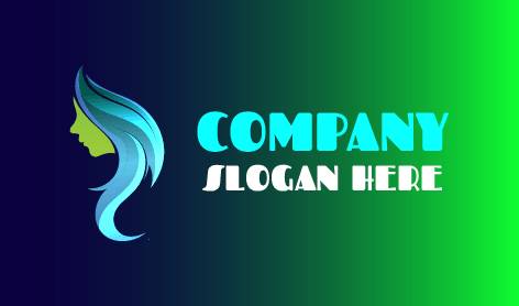 Logotipo De Beleza De Cabelo Azul-Petróleo