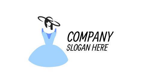 Logotipo De Boutique Con Silueta De Vestido Azul