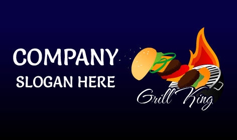 Logotipo Do Hambúrguer Grelhado Com Chamas De Fogo