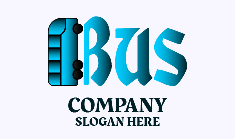 Blue Typography Bus Logo