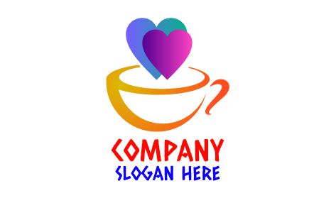 Logotipo Do Café De Corações Duplos