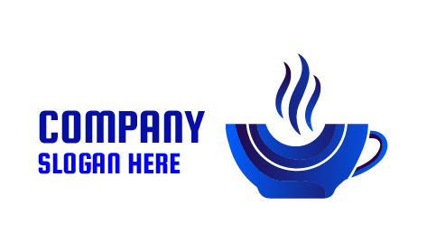 Logotipo Do Café Xícara Quente Azul Marinho