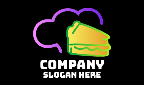 Green Outline Cake Slice Logo