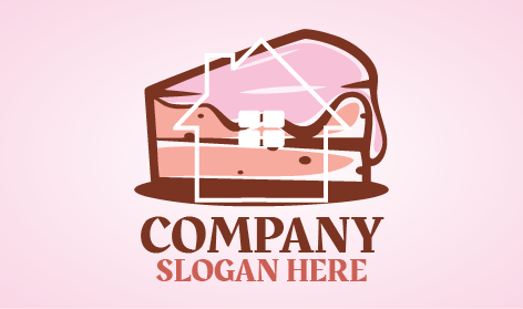 Pink House Sliced Cake Logo