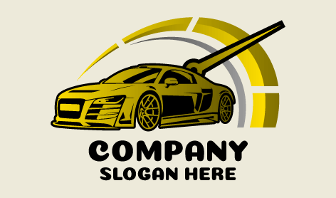 Logotipo Dourado Do Carro De Corrida