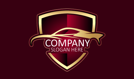 Escudo Dourado Com Logotipo De Carro