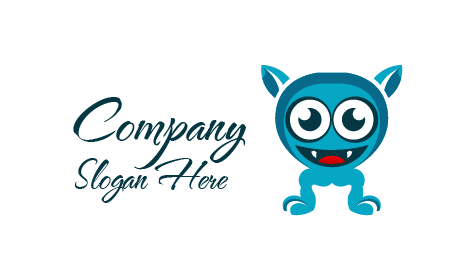 Blue Monster Cartoon Logo