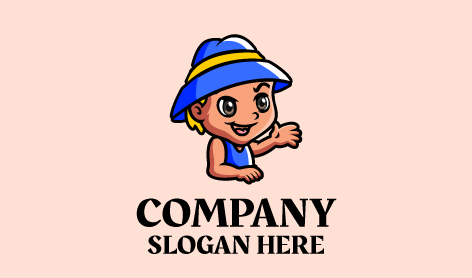 Logótipo De Desenho Animado De Menina Feliz